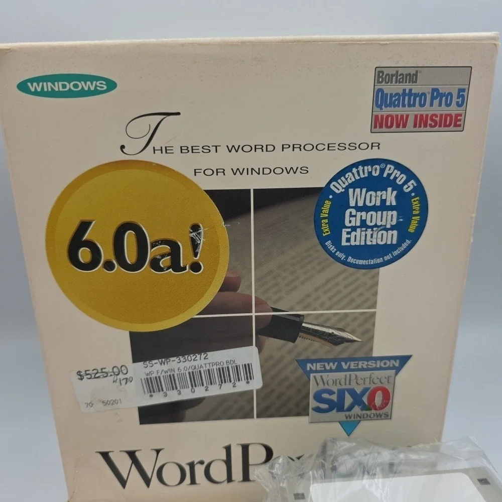 WordPerfect 6.0a for Windows CD-ROM 1993 Vintage Software